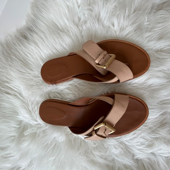 See by Chloe Sandals US 7.5, Beige White Slip On Leather - Picture 4 of 7